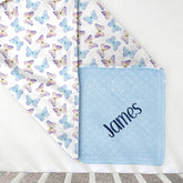 Lofaris Dense Blue Purple Butterfly Girl Minky Baby Blanket